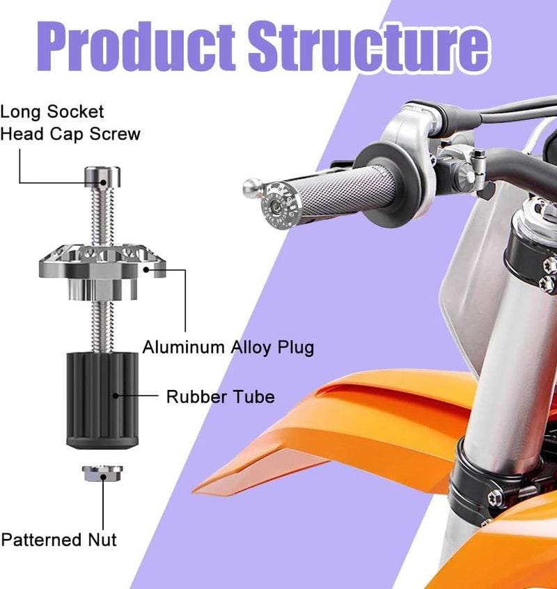 Lecctso 2PCS Universal Motorcycle Bar End Plug, Aluminum Alloy Handlebar Grip End Caps, 7/8" 22mm Moto Grips Ends Replacement for Kawasaki, Suzuki, Yamaha, Ducati - Image 3